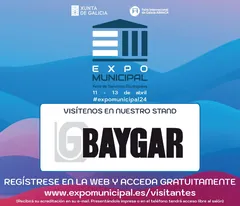 Cartel de ExpoMunicipal 2024 con la invitación al stand de Baygar